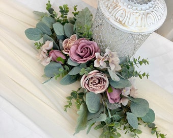 MAUVE & DUSTY ROSE Wedding Arch Flowers | Wedding Backdrop | Flower Garland | Wedding Sign Flowers