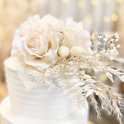 Ivory Blush Wedding Cake Topper Flower Cake Toppers for Etsy