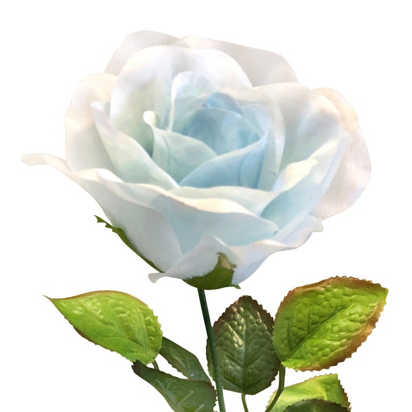 Wedding Flowers | Artificial Flowers | Bulk Fake Flowers | Roses by the Stem (1 stem light blue rose}