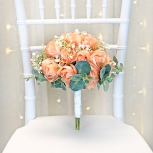 Wedding Bouquet | Bridal Bouquet Coral & White Flowers (medium)
