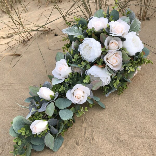 Cascade Bridal Bouquet | Ivory Blush Eucalyptus Wedding Bouquet