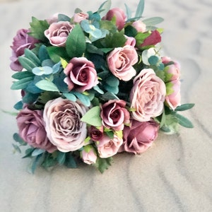 Wedding Bouquet | Bridal Bouquets | Dusty Rose & Mauve (large rose + eucalyptus)