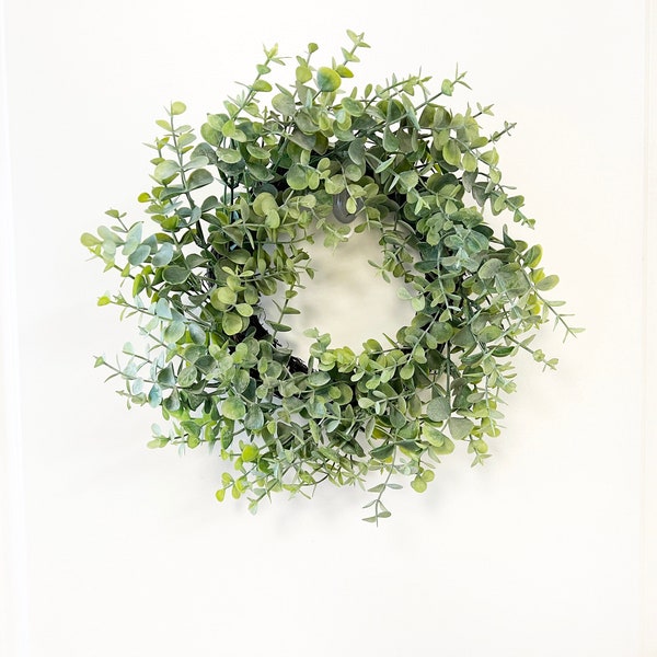 Mini Eucalyptus Wreath for Front Door | 12 inch Faux Door Wreath | Front Door Wreath