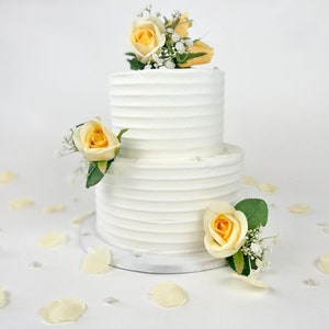 Set of 3 Buttercream Wedding Cake Flowers Matching Rose Petals Yellow Wedding Cake Topper Floral Cake Topper Boho Cake Topper image 1