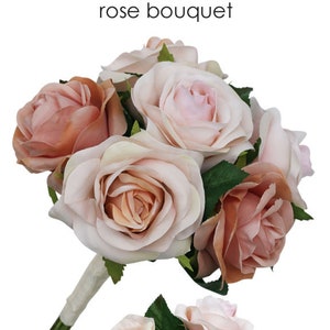 Champagne Blush Pink Rose Gold Bridal Wedding Bouquet Artificial Flowers Bride & Bridesmaid Wedding Bouquets small rose only image 3