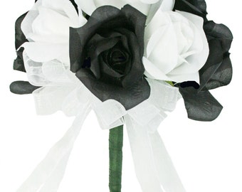 black white bouquet etsy