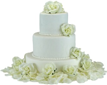 Boutonnieres Bouquets Corsages IVORY Silk Rose Triple Blossom Wild Rose for Bridal Millinery MF 122 Sashes