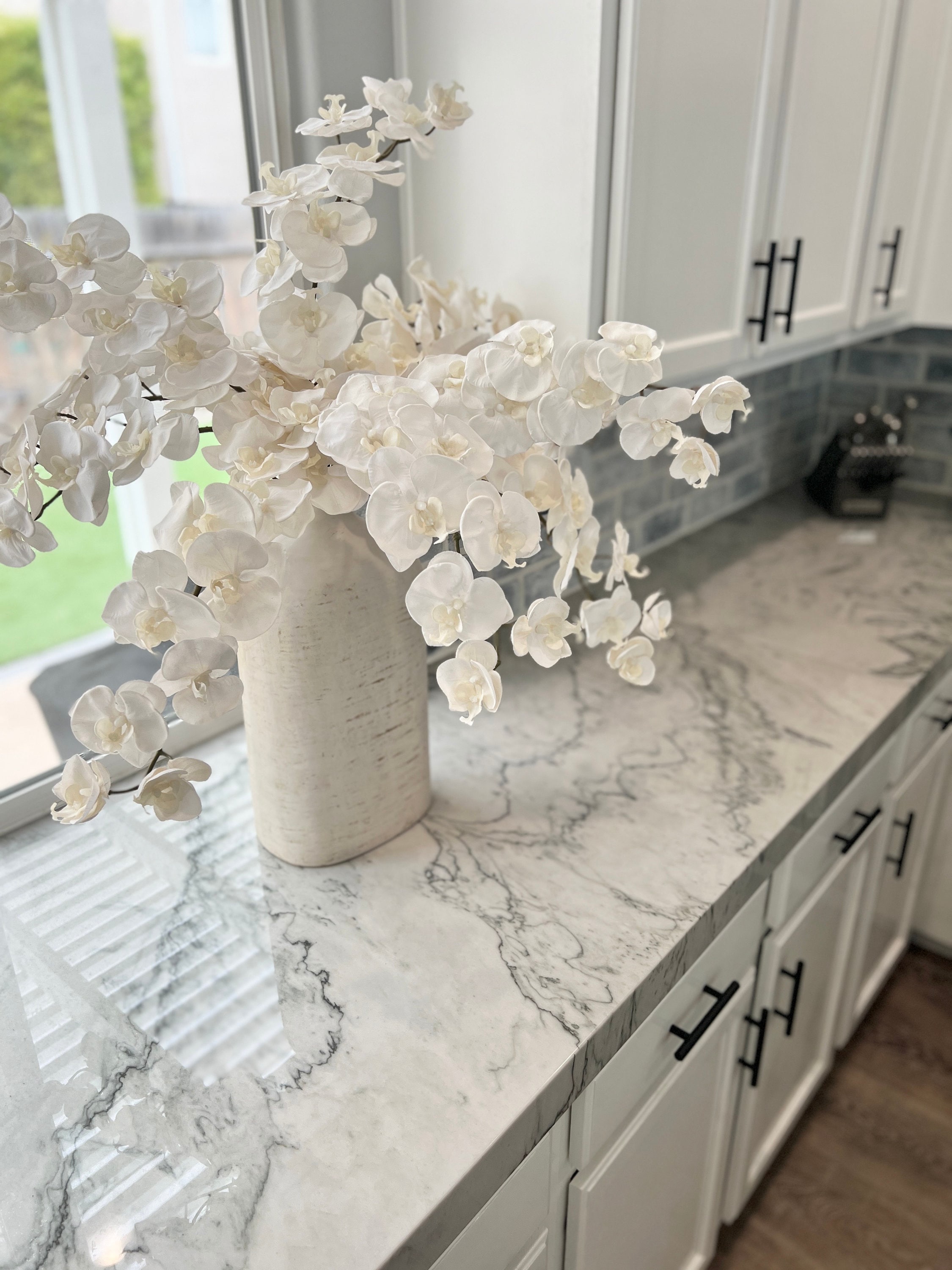 White Orchid Stem: 34" Faux Wedding Flowers