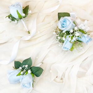 Light Blue Corsage With Babies Breath Light Blue Wedding Corsage - Etsy