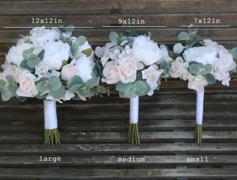 Wedding Bouquet Bridal Bouquet Ivory Blush Rose Peony Eucalyptus image 7