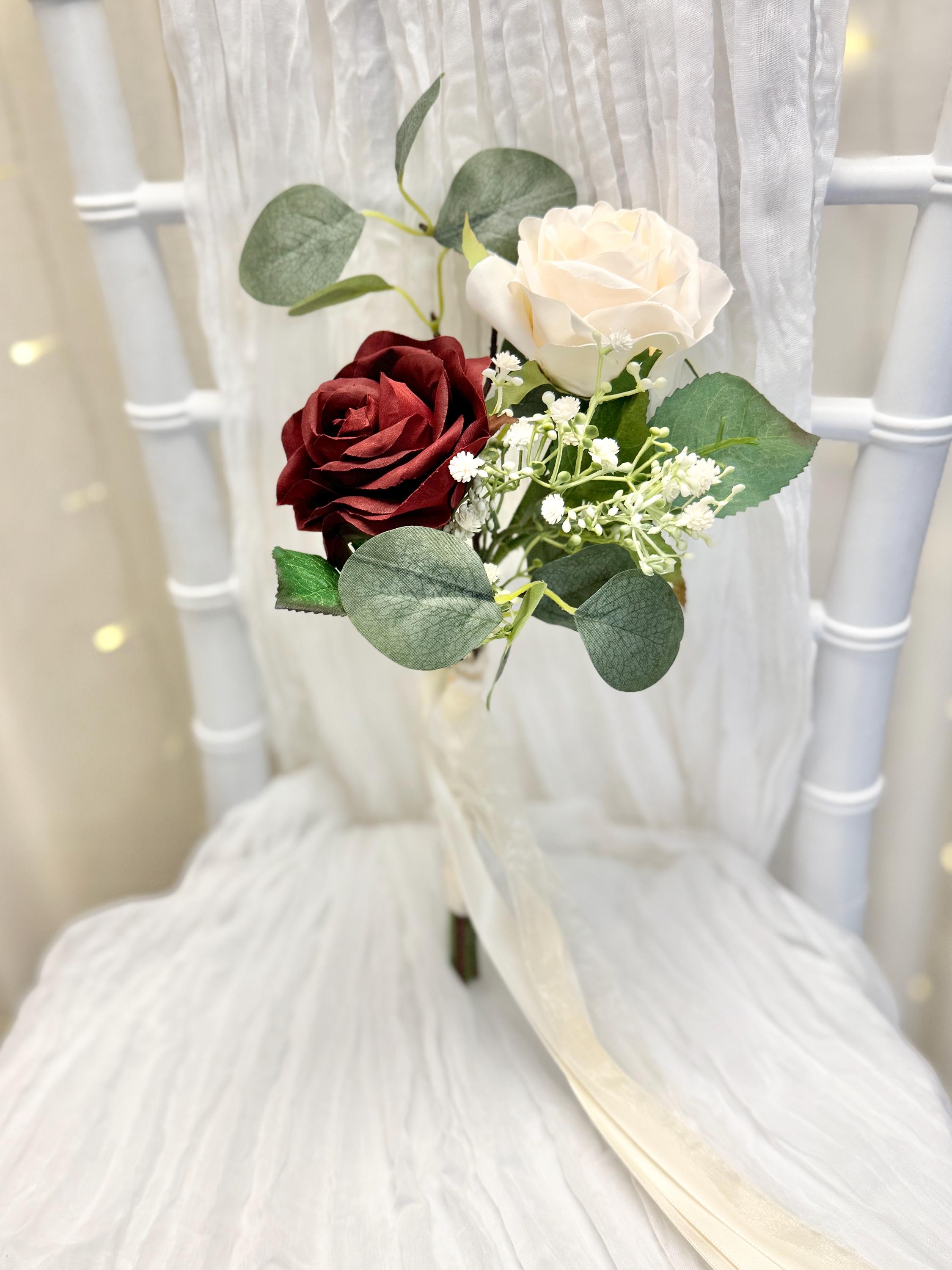 Burgundy & Ivory Toss Bouquet: Bridesmaid Wedding Flowers (small