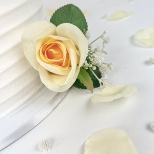 Set of 3 Buttercream Wedding Cake Flowers Matching Rose Petals Yellow Wedding Cake Topper Floral Cake Topper Boho Cake Topper image 7