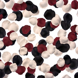 Burgundy Black Ivory Silk Rose Petals: Wedding Aisle Decor (750 Petals CABERNET)
