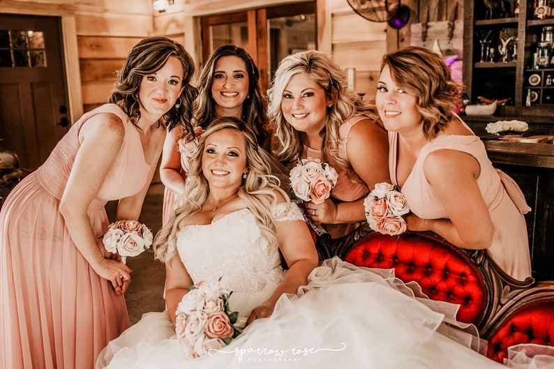 Artificial Flowers Bride /& Bridesmaid Wedding Bouquets large rose only Champagne Blush Pink Rose Gold Bridal Wedding Bouquet