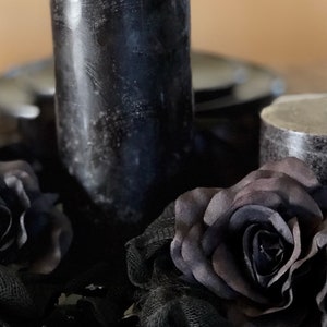Black Roses Photo Prop Silk Flower Wedding Reception Table Decorations set of 10 roseheads image 7