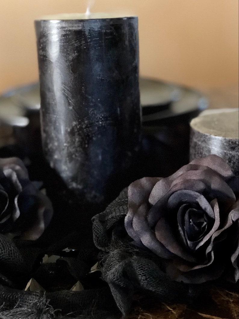 Black Roses Photo Prop Silk Flower Wedding Reception Table Decorations set of 10 roseheads image 7