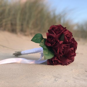 Burgundy Silk Rose Bridal Bouquet | Wedding Bouquet | Bridesmaid Flowers (medium)