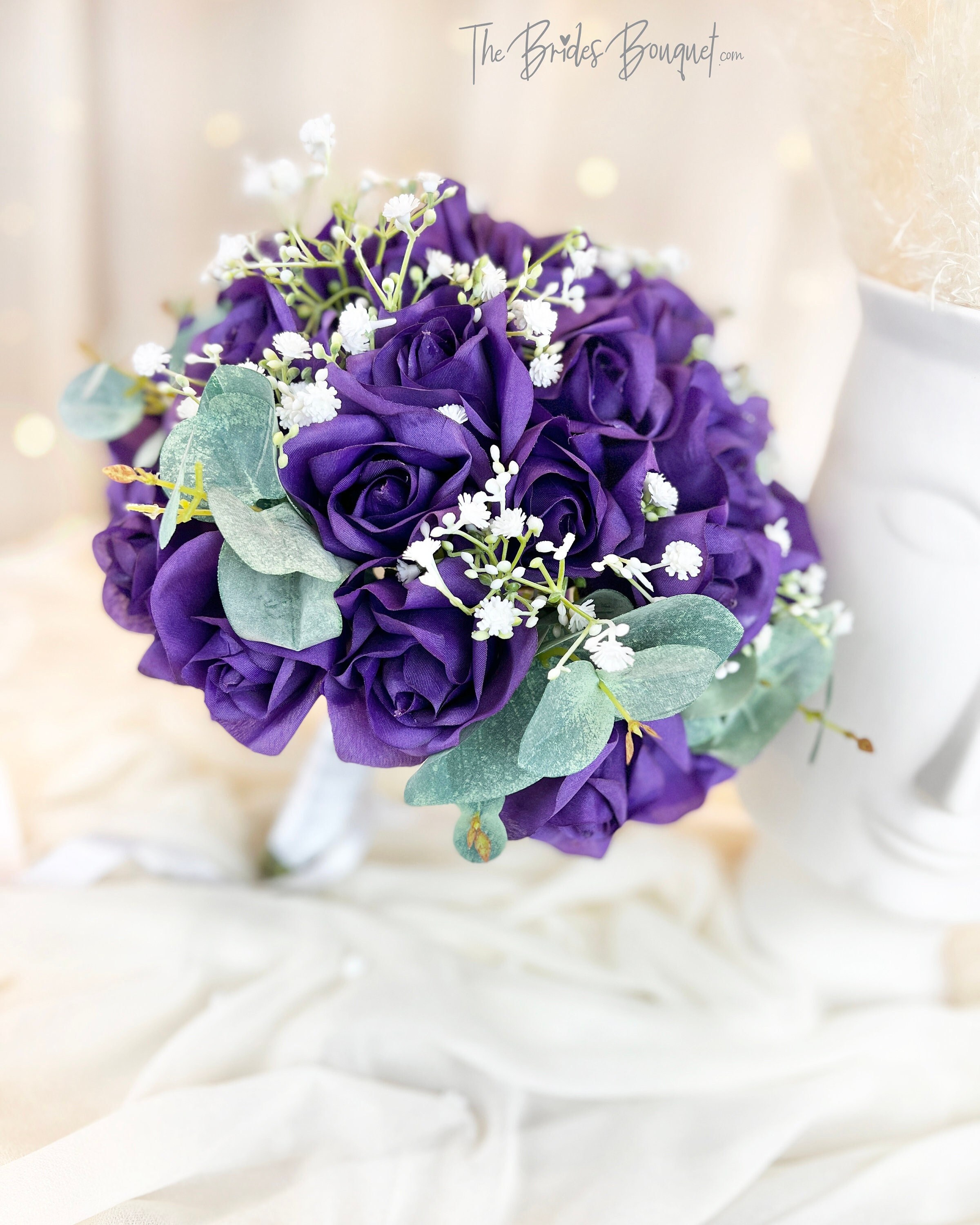 purple hydrangea wedding bouquet