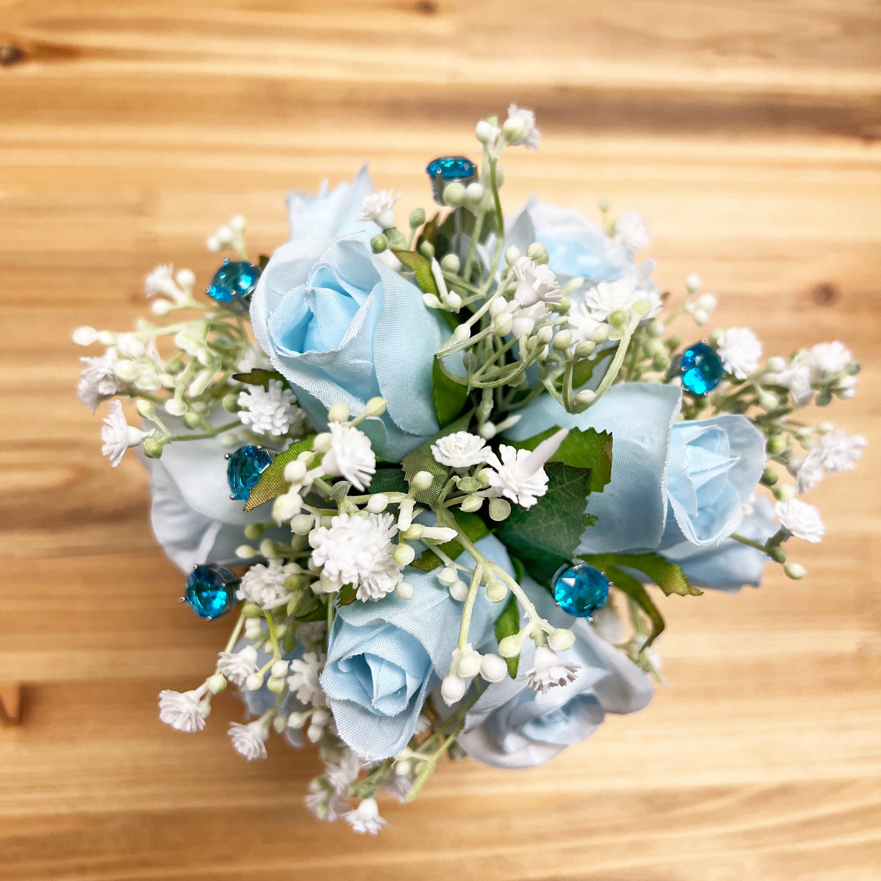3  Rose Boutonniere*Corsage*light Blue  turquoise Groom Prom *Quinceanera 