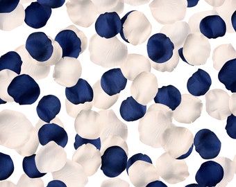 Navy Blue & Ivory Silk Rose Petals: Wedding Aisle Decor (750 ct MARINE)
