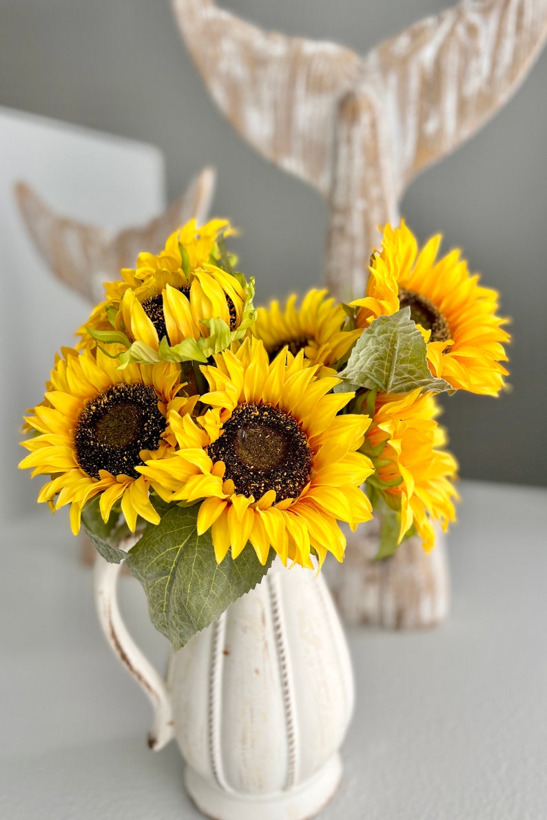 Artificial Silk Sunflower Stems | Home Decor Bouquet Sunflowers - Etsy