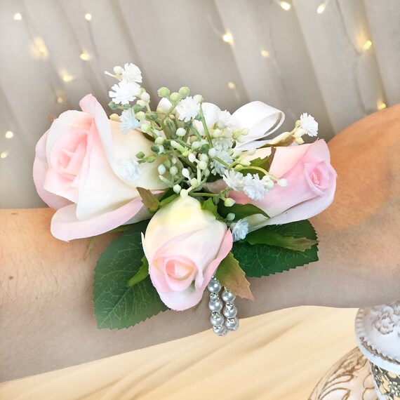 Pink Prom Corsage and Boutonniere Set 