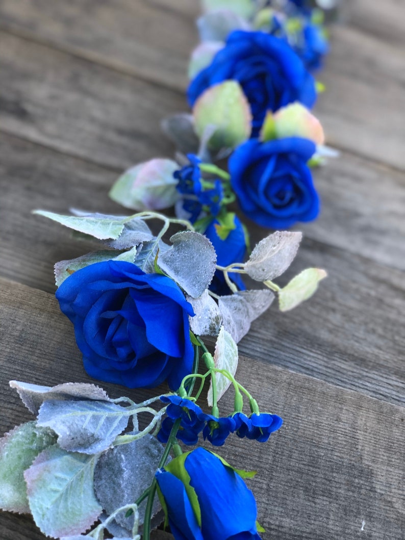 Wedding Garland Floral Garland Backdrop 8 ft Royal Blue Flower Garland Wedding Arch Wall Decor Nursery Garland
