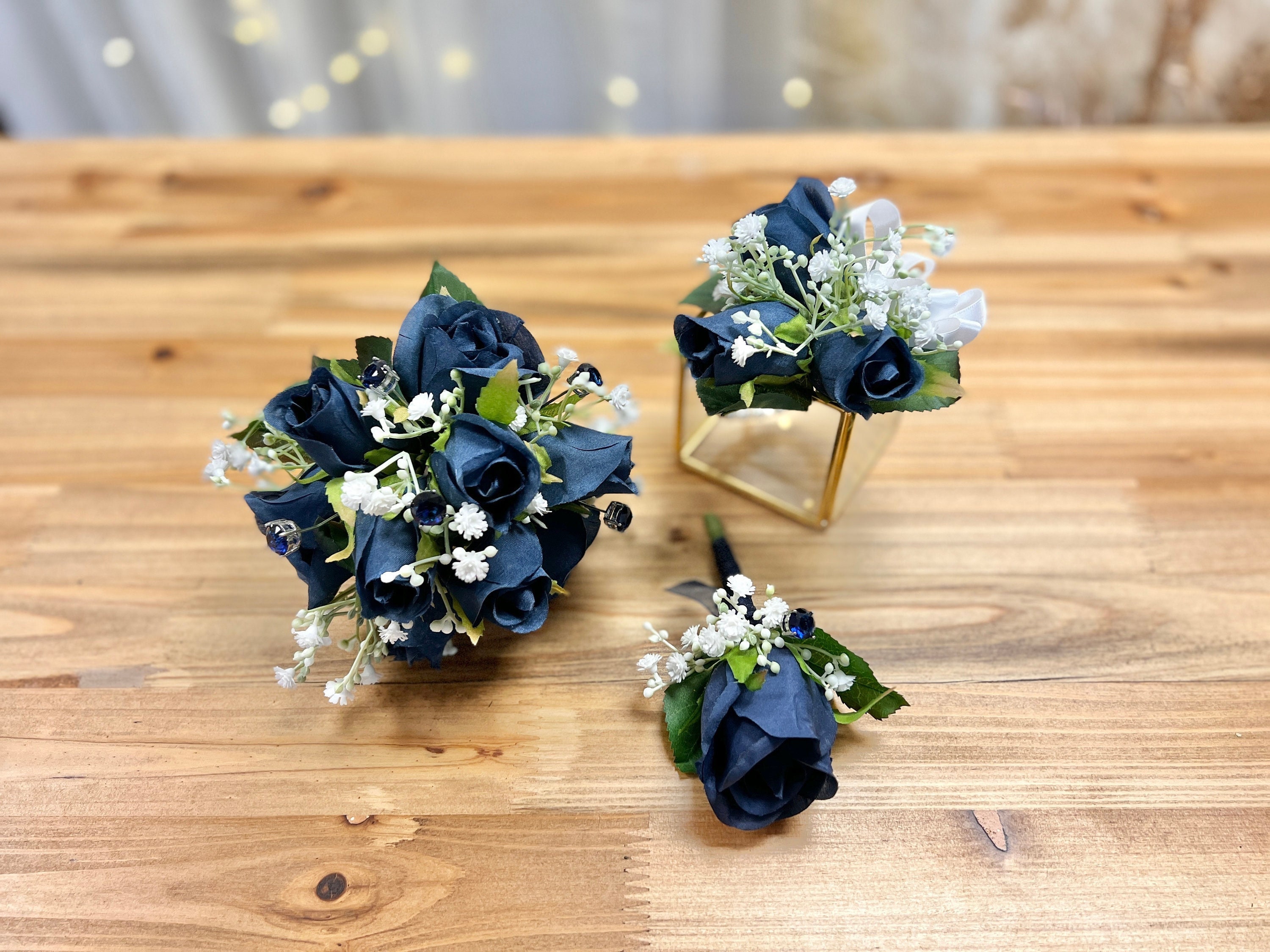 wrist corsage for navy blue dress Navy Wrist Corsage