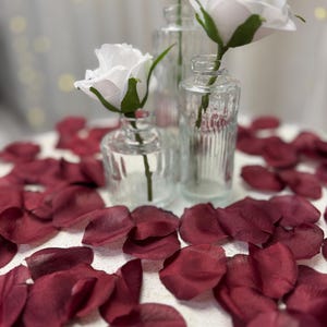 Burgundy Silk Rose Petals | Wedding Centerpiece | Aisle Decoration image 8