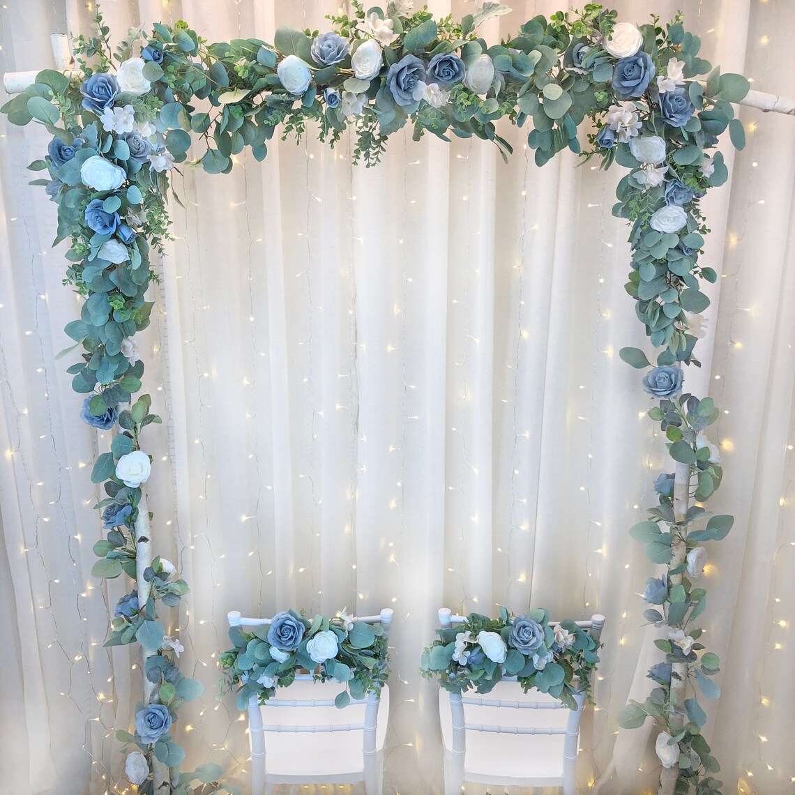 Dusty Blue Wedding Arch Flowers Wedding Backdrop Flower Etsy