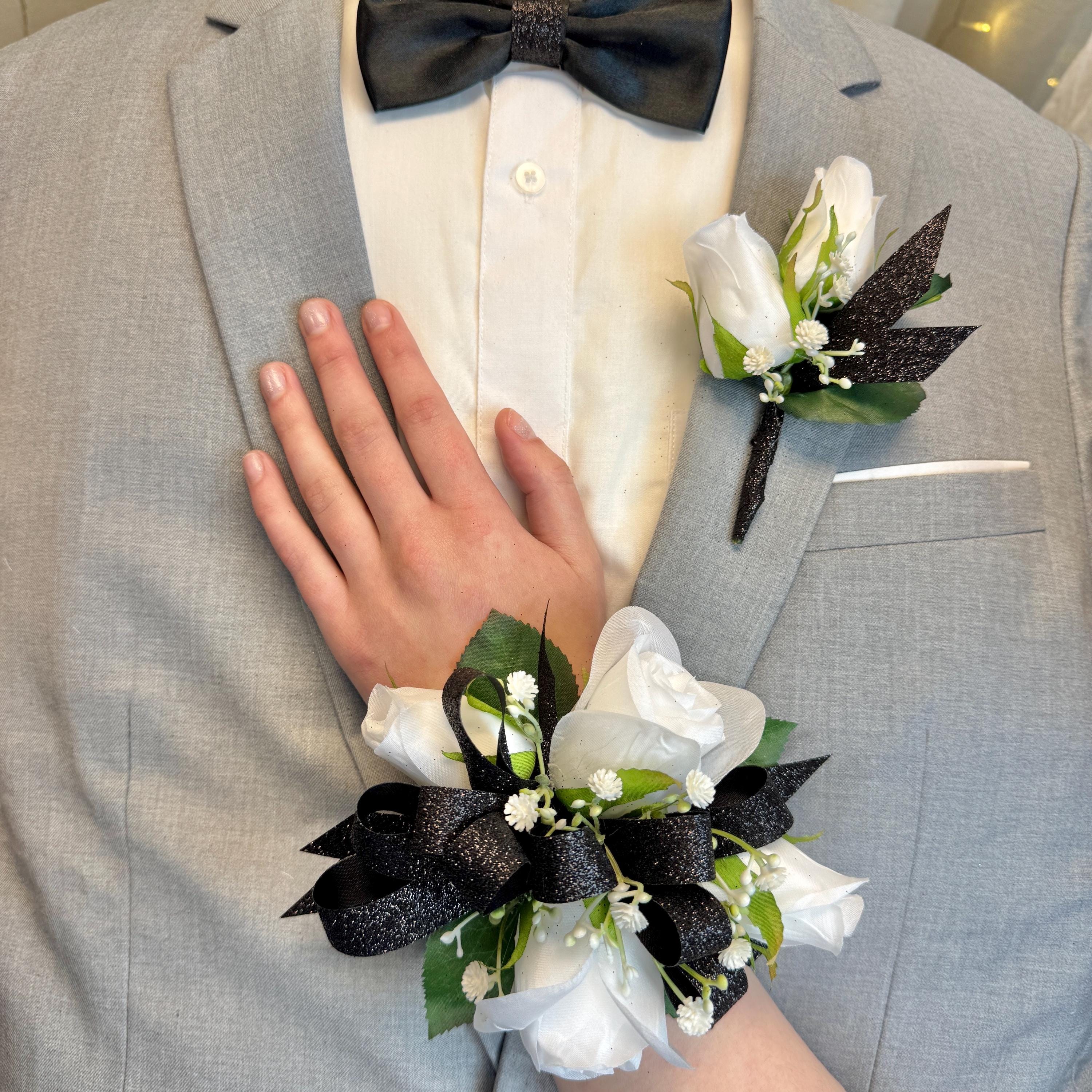 White Black Corsage - Etsy