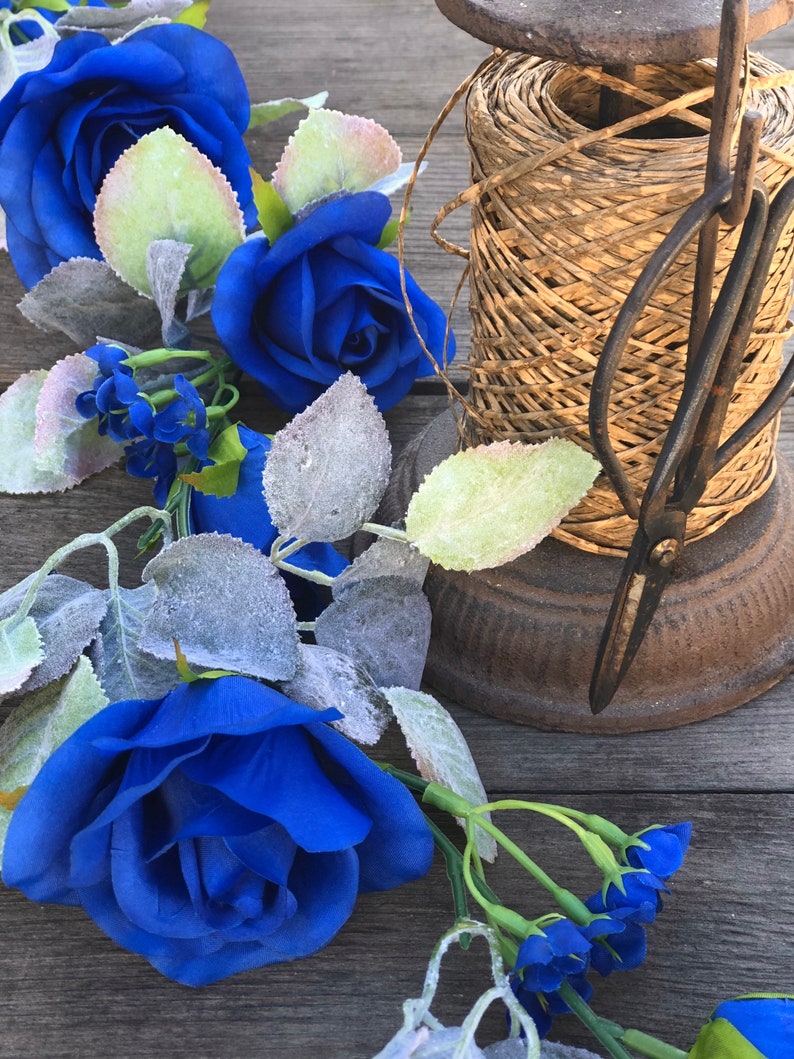 Wedding Garland Floral Garland Backdrop 8 ft Royal Blue Flower Garland Wedding Arch Wall Decor Nursery Garland