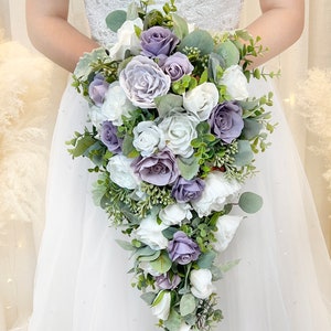LILAC & DUSTY PLUM Cascade Wedding Bouquet | Cascading Bridal Bouquet Package