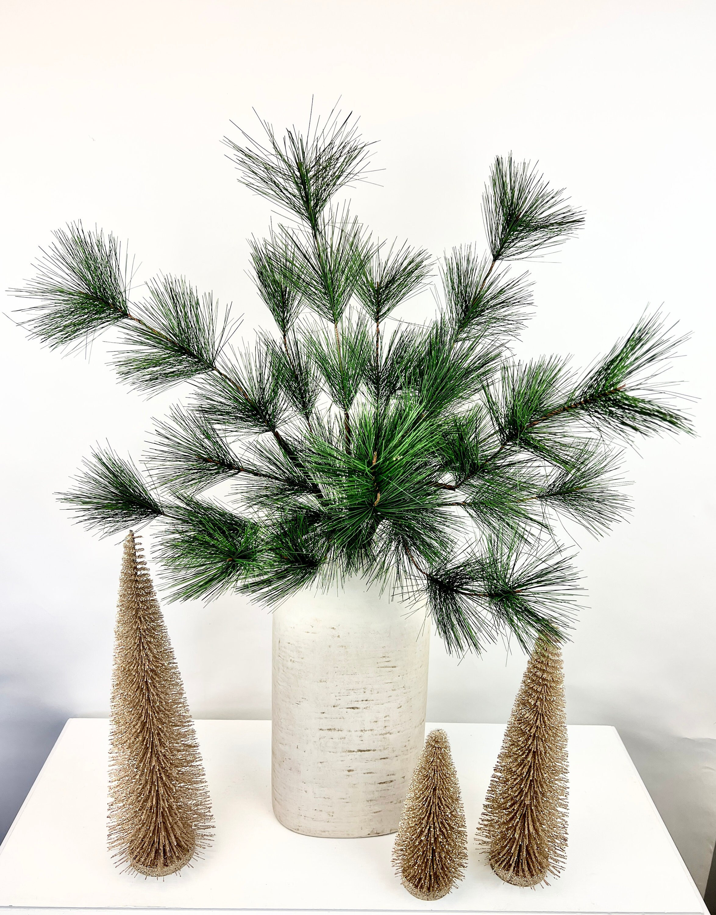 Artificial Pine Stems 30in Set of 3. Flexible Faux Fir Pine Greenery  Branches. Rustic Pine Vase Fillers. Fake Pine Greenery Sprays. 