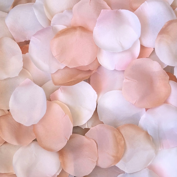 Champagne Blush Pink Taupe Blend Silk Rose Petals - Flower Girl - Wedding Centerpieces - Aisle Decorations