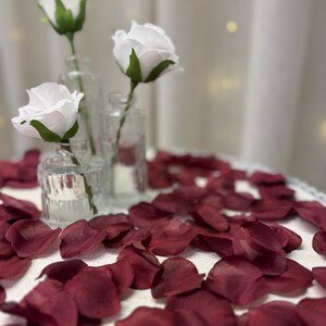 Burgundy Silk Rose Petals | Wedding Centerpiece | Aisle Decoration image 6