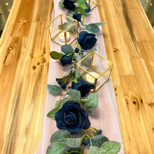 Navy Blue Flower Garland with Silver Sage Leaves Rose Wedding Garland Wedding Arch Garland Decor Artificial Flowers & Greenery Garland image 5