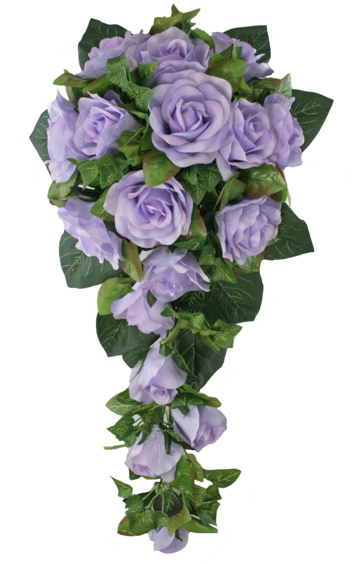 Lavender Silk Rose Cascade Bridal Wedding Bouquet Etsy