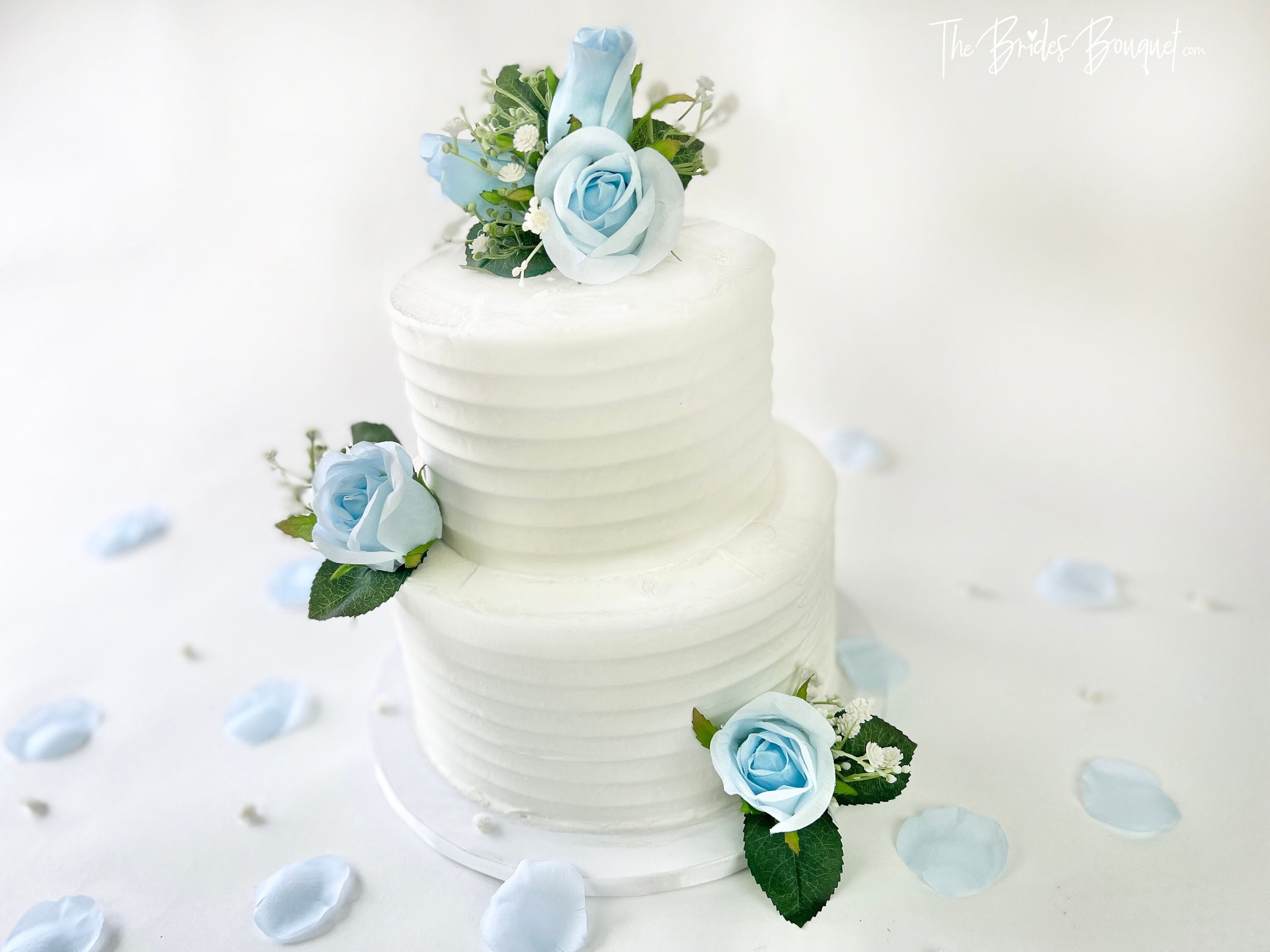Flores para tarta de bodas con rosas azul cielo: adorno floral bohemio +  pétalos - Etsy México, image size:3000x2250