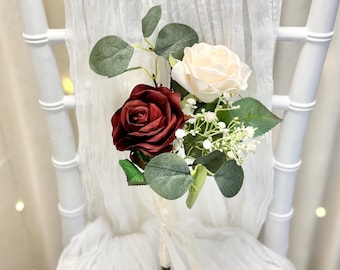 Burgundy & Ivory Toss Bouquet: Bridesmaid Wedding Flowers (small bouquet NAPA)