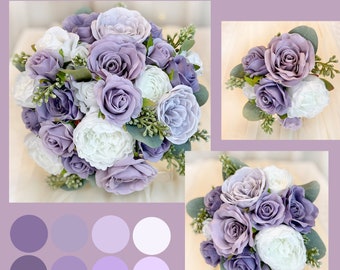 LILAC & DUSTY PLUM Cascade Wedding Bouquet | Cascading Bridal Bouquet Package