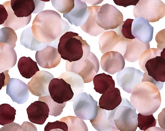 Marsala Champagne Silk Rose Petals: Wedding Aisle & Centerpiece Decor (750 Petals BORDEAUX)