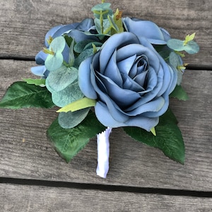 DUSTY BLUE Wedding Bouquet | Bridal Bouquet with Eucalyptus (small)