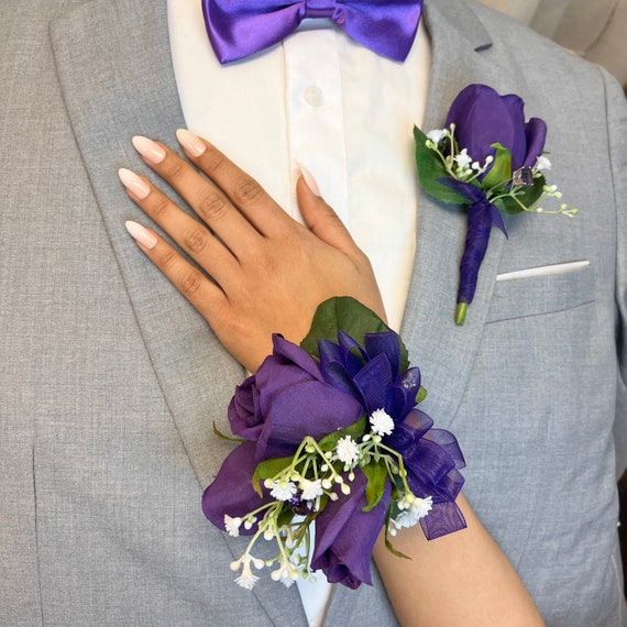 Purple best sale wrist corsage