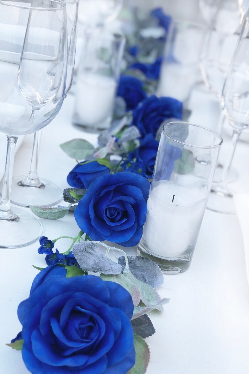 Wedding Garland Floral Garland Backdrop 8 ft Royal Blue Flower Garland Wedding Arch Wall Decor Nursery Garland