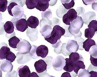 Lavender, White & Purple Silk Rose Petals: Wedding Decorations - 750 ct BLOSSOM