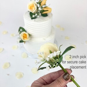 Set of 3 Buttercream Wedding Cake Flowers Matching Rose Petals Yellow Wedding Cake Topper Floral Cake Topper Boho Cake Topper image 4