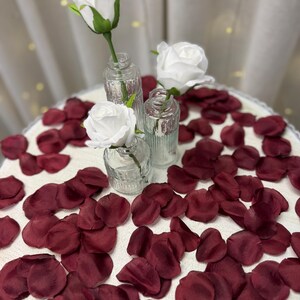 Burgundy Silk Rose Petals | Wedding Centerpiece | Aisle Decoration image 11