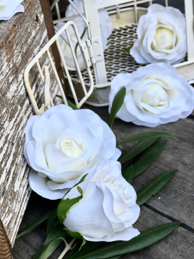 10 Ivory Rose Heads Silk Flower Wedding/reception Table Etsy