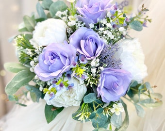 LAVENDER Wildflower Silk Wedding Bouquet Set | Lilac Bridal Bouquet